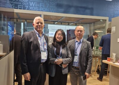 Zyxel Communications (Taiwan) – Amos Goldman met with Ms. Shelly Yung-Ting Hsueh and Mr. William Hsiao to explore potential cooperation in fiber-optic broadband, GPON technology, and advanced network solutions.